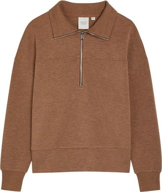 Varley Kayleigh Half-zip Stretch-jersey Sweatshirt - Brown - Xxs (UK4 / Xxs)
