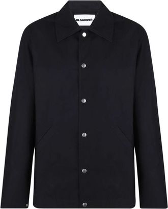Jil Sander Logo Jacket - Heren - Zomerjassen - Zwart - L - Katoen - Jassen