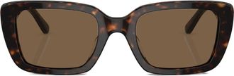 Tory Burch rectangle-frame logo-plaque sunglasses - women - Acetate - 51 - Green