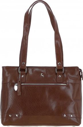 Ashwood Leather Womens Velutto Eleganza Zip Mid Section Real Shoulder Bag - Tan - One Size