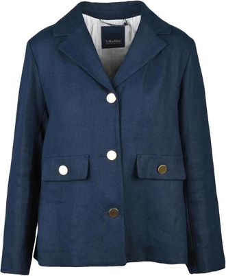 Max Mara Emiri Giacca Dritta - Dames - Blazers - Blauw - 2XS - Linnen - Jassen