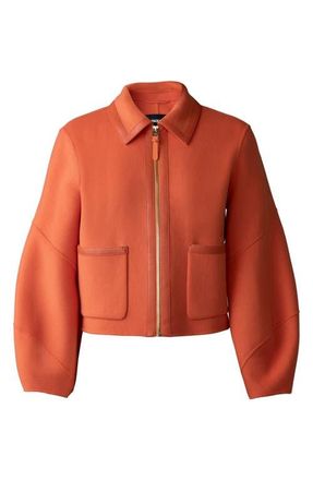 Mackage Solana Wool & Leather Jacket in Flame at Nordstrom, Size Large