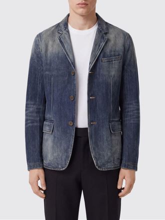 Burberry Blazer monopetto in denim di cotone con rever classici e tasche a patta