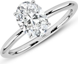 MAX + STONE 14k Yellow or White Gold 3 Carat Oval Cut Cubic Zirconia Engagement Ring