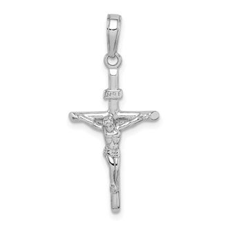 Diamond2Deal 10K White Gold Stick Style Crucifix Pendant