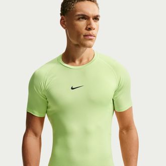 Nike Mens Nike Pro Dri-FIT Tight Short-Sleeve Fitness Top in Green | FB7932-360