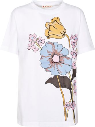 Marni Floral-Print Short-Sleeved T-Shirt with Relaxed Fit