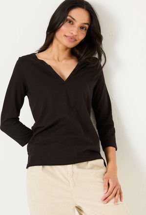 Fat Face FatFace Aster Black 3/4 Sleeve T-Shirt