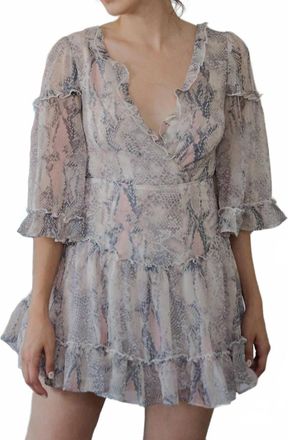 Olivaceous Snake It Off Lace Up Mini Dress In Snakeskin