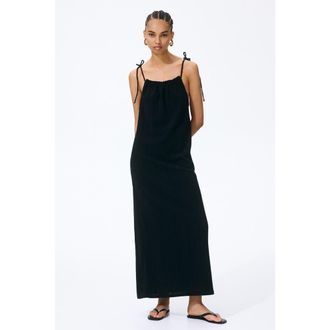 H&M Crinkled Tie-strap Dress in Black at Nordstrom, Size Xx-Large