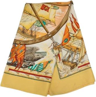 Herm&egrave;s Pre-owned Scarves, female, Yellow, Size: ONE SIZE Pre-owned Silk Scarf