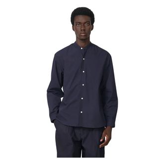 Officine G&eacute;n&eacute;rale Casual Shirts, male, Blue, Size: XL Jahlan Cotton Poplin Shirt