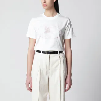 Burberry White T-shirt with Knight Stamp