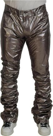 Dolce & Gabbana Zilver Metallic Stretchbroek - Heren - Slim Fit Broeken - Grijs - S - Broeken