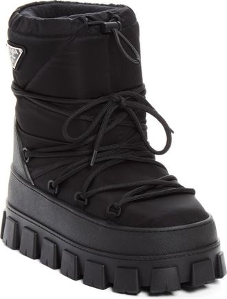 Prada Re-Nylon Gabardine Apr&egrave;s Ski Boot in Nero at Nordstrom, Size 35-36