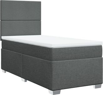 vidaXL Vidaxl - Cama Box Spring Con Colch&oacute;n Tela Gris Oscuro 90x200 Cm