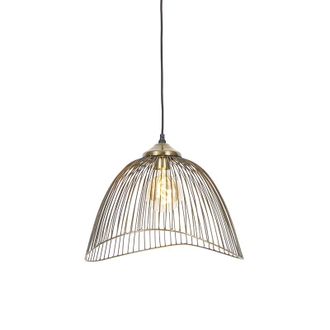 QAZQA Qazqa Dise&ntilde;o L&aacute;mpara Colgante De Dise&ntilde;o Lat&oacute;n 39,8 Cm - Pia Acero Alargada Adecuado Para Led Max. 1 X 40 Watt