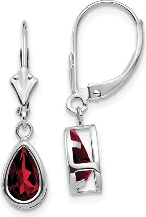 Diamond2Deal 14k White Gold 8x5mm Pear Garnet Drop Dangle Earrings