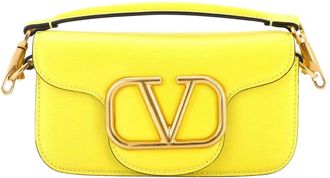 Valentino Yellow Leather Vlogo Loco Flap Shoulder Bag Small (Authentic Pre- Loved)
