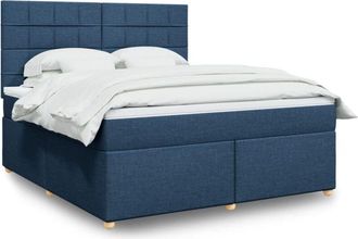 vidaXL Cama Box Spring Con Colch&oacute;n Tela Azul 180x200 Cm Vidaxl