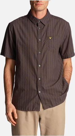 Lyle & Scott Mens Lyle & Scott Textured Stripe Short Sleeve Shirt Gunmetal - Silver - Size: 38/Regular