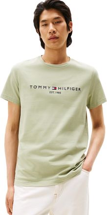 Tommy Hilfiger Mens Short Sleeve Cotton Graphic T-Shirts with Embroidered Logo, Earth Sage, XL