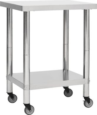vidaXL Vidaxl - Mesa De Trabajo Para Cocina Con Ruedas Acero Inox 80x30x85 Cm