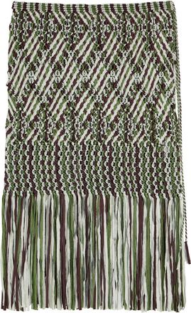 Wales Bonner Wales Bonner Java Tassel Macram&eacute; Midi Skirt - Green - L (UK14 / L)