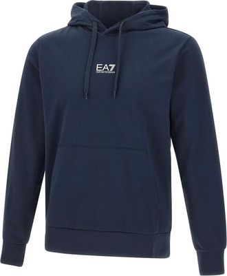 Emporio Armani Emporio Armani Ea7, Hoodies & sweatvesten, Heren, Blauw, 2Xl, Katoen, Core Identity Cotton Hooded Sweatshirt