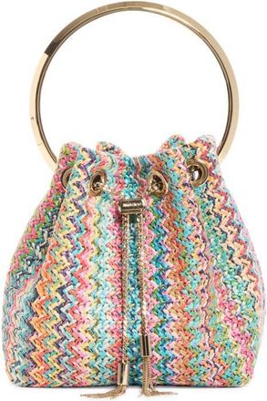 Jimmy Choo London Bon Bon Woven Straw Bucket Bag in Multi/light Gold at Nordstrom