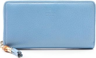 Gucci Blue Leather Long Wallet (Bi-Fold) (Pre-Owned)