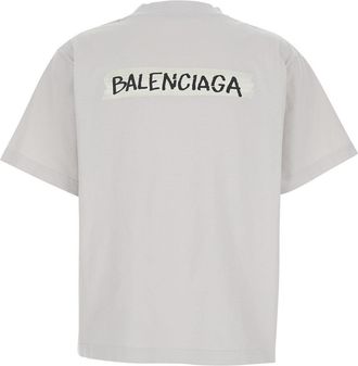 Balenciaga Womens Round Neck T-Shirt White Cotton T-Shirts & Jerseys