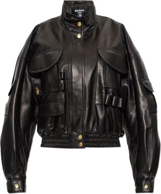 Balmain Leren Jas - Dames - Leren en Su&egrave;de Jassen - Zwart - S - Leer - Jassen