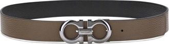 Ferragamo Brown Textured Reversible Belt