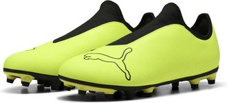 Puma Finesse leren voetbalschoenen voor heren, geschikt voor harde ondergrond (Geel/zwart)