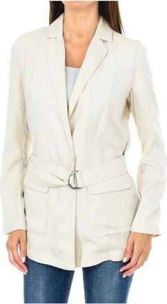 Armani Jeans Beige Blazer met Riem - Dames - Blazers - Beige - L - Jassen