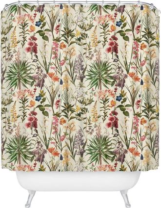 Deny Designs Secret Garden XIX Floral Print Shower Curtain in Cream at Nordstrom Rack