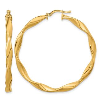 Diamond2Deal 14K Yellow Gold Large Twisted Hoop Earrings
