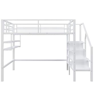 Urban Meuble Escalera para literas dobles de metal blanco con almacenamiento