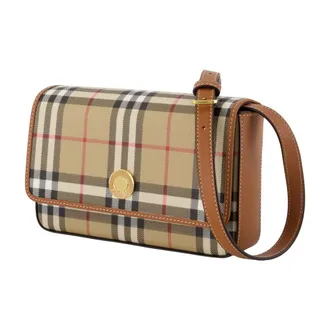 Burberry Womens Hampshire Shoulder Bag Beige Synthetic