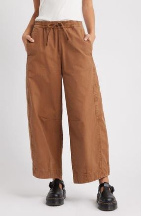 Damson Madder Felix Drawstring Ankle Wide Leg Pants in Caramel at Nordstrom Rack, Size 12 Us / 16 Uk