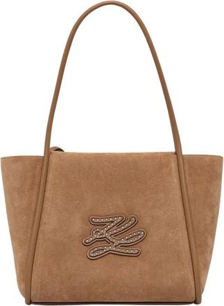 Karl Lagerfeld K/Autograph Patch Tote - Dames - Shoppers - Bruin - ONE Size - Leer - Tassen