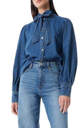 Robert Rodriguez Rosemary Tie Bow Denim Blouse in Waterfall at Nordstrom Rack, Size Small