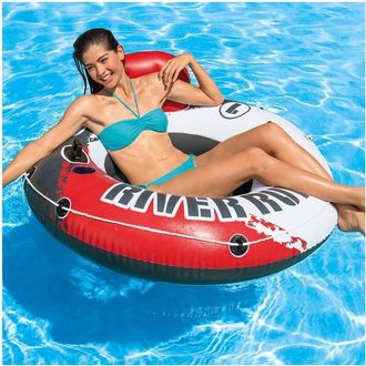 Trade Shop Trade Shop - Ciambella Poltrona Gonfiabile 135 Cm Schienale Con Rete E Portabibite Rosso