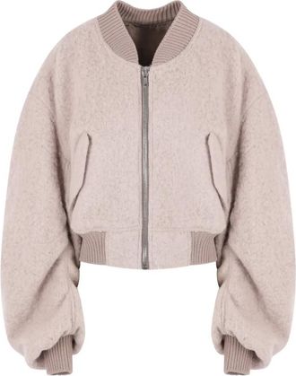 Rick Owens Secchia Cropped Flight Jacket - Dames - Bomber jackets - Beige - S - Katoen - Jassen