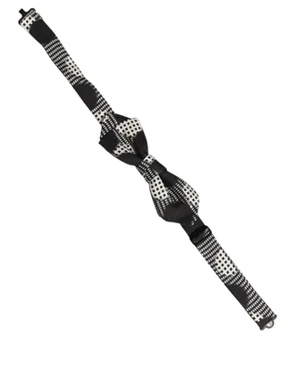 Dolce & Gabbana Black and White Checkered Silk Bow Tie - Black