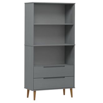 Berkfield Home Bookcase MOLDE Grey 85x35x170, 5 cm Solid Wood Pine