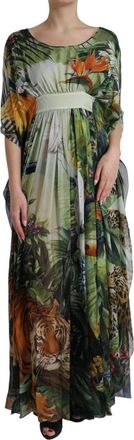 Dolce & Gabbana Multicolor Silk Jungle Print Women Maxi Womens Dress