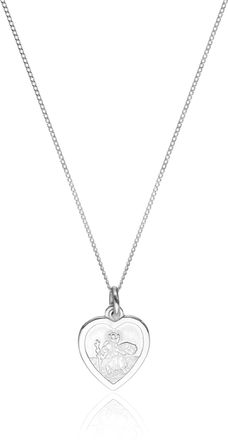 Lily & Roo Silver Small Heart St Christopher Necklace