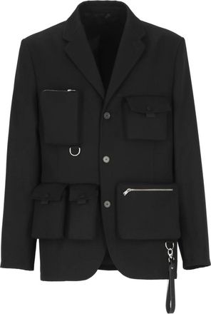 Lanvin Zwarte Wollen Jas met Piekrevers - Heren - Blazers - Zwart - M - Wol - Jassen